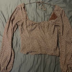 burnt orange abercrombie blouse crop top